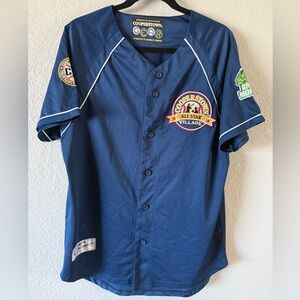 Cooperstown Gear Navy Blue Jersey Men’s M Mesh Green Monster Champ Patches